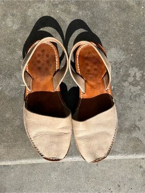 Women’s Neutral Beige Leather Slingback Sandals